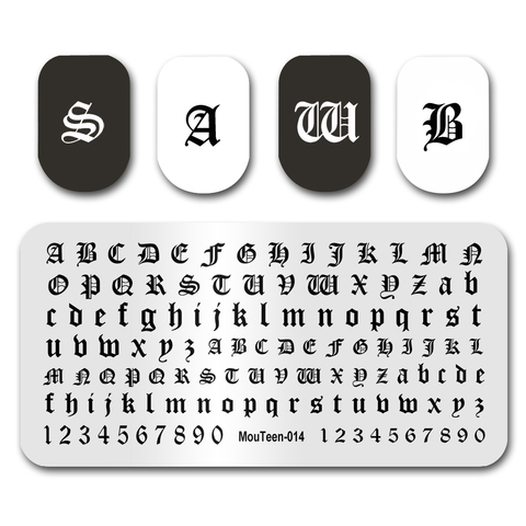 Arte de uñas popular de MouTeen014, carta de estilo gótico cercanas de estampado de placas de manicura plantilla Set para uñas de ► Foto 1/6