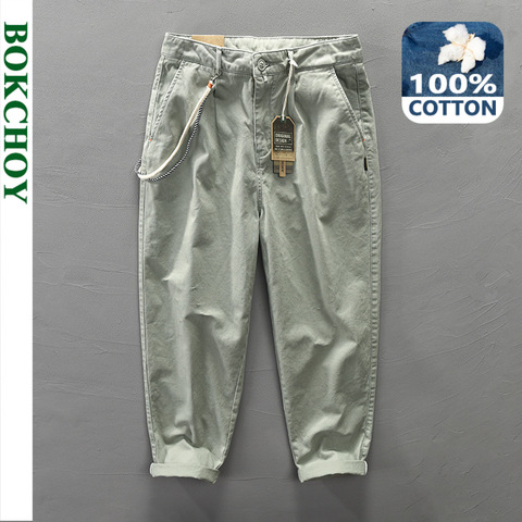 Pantalones de algodón con cintas para hombre, pantalón informal, Color sólido, otoño e invierno, GML04-Z306 ► Foto 1/6