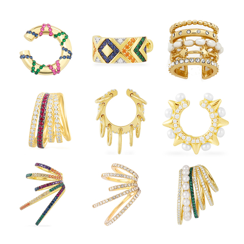 Gran oferta de pendientes de Clip para oreja ancha para mujer, sin Piercing, aretes de cartílago de cristal con perlas, auriculares joya de boda, Clip ► Foto 1/6