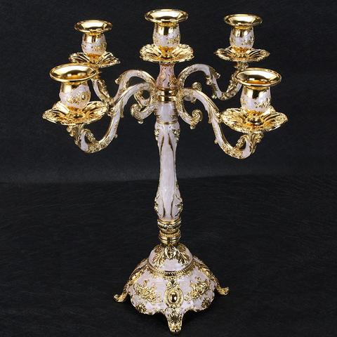 ¡Gran oferta! Candelabro de Metal europeo de 3/5 cabezas para boda, decoración romántica para el hogar, candelabro creativo para hotel ► Foto 1/6