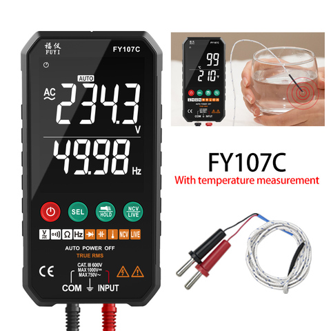 Multímetro Digital, 6000 cuentas valores eficaces verdaderos AC/DC Tensión de resistencia de la capacitancia de frecuencia continuidad diodo NCV prueba LCD temperatura ► Foto 1/1