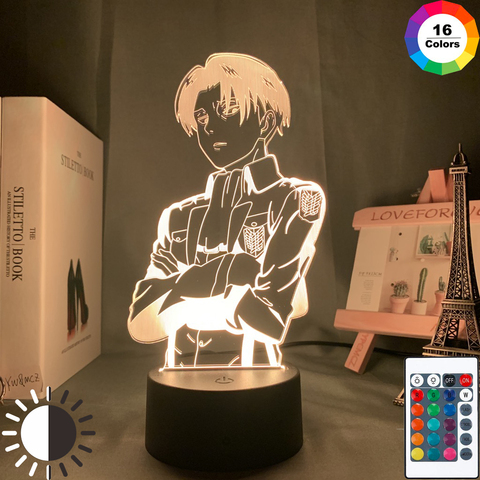 Mesa de acrílico lámpara Anime ataque en Titán para casa habitación Decoración Luz chico niño regalo capitán Levi figura de Ackerman luz de la noche ► Foto 1/6