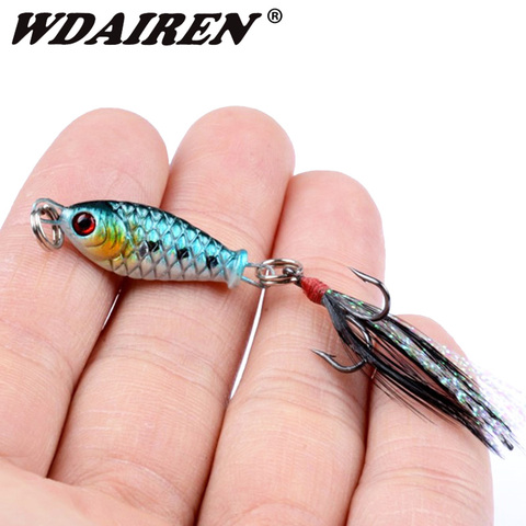 1 Uds Metal Spinner plantilla cebo duro 45mm 3g de agua salada Cable de Jigging pesca señuelo con plumas anzuelo triple se hunde cebo mierda abordar ► Foto 1/6