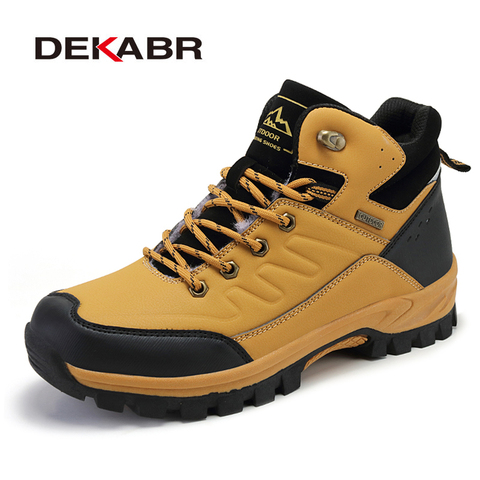 DEKABR-Botas de nieve cálidas de felpa para hombre, botines impermeables de cuero, antideslizantes, para senderismo, para invierno ► Foto 1/6