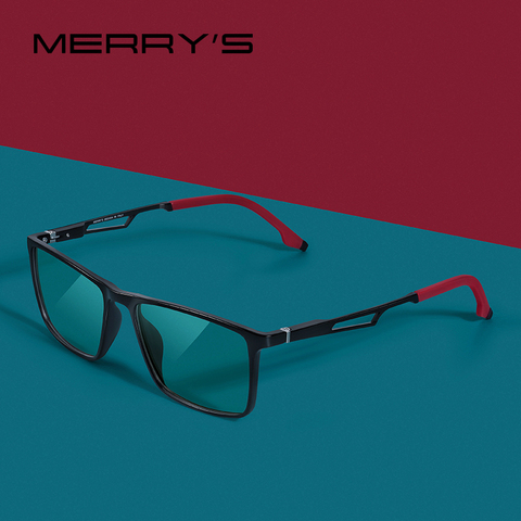 MERRYS-gafas con diseño de rayo de luz azul para hombre, anteojos con bloqueo UV400, para ordenador, patas de aluminio con Temple de silicona S2270 ► Foto 1/6