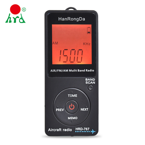 HanRongDa-receptor de Radio de banda multibanda, HRD-767 FM/AM/AIR, pantalla LCD, botón de bloqueo con auriculares ► Foto 1/6