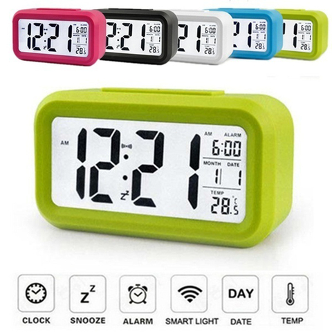 Reloj Digital con pantalla LED de retroiluminación grande, despertador electrónico con temperatura para el hogar, oficina, viaje, escritorio, decoración ► Foto 1/6