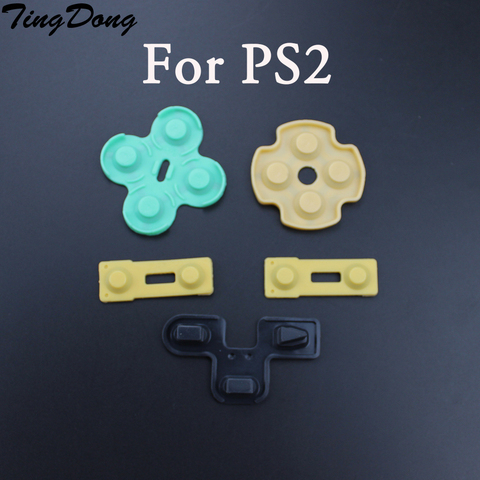 TingDong-almohadillas conductoras de goma de silicona, botones de repuesto para Playstation 2, Mando de PS2, piezas de reparación, 1 Juego ► Foto 1/3