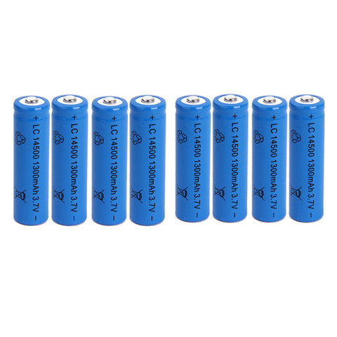 8 unids/lote SHSEJA Alta capacitancia 14500 batería 3,7 V 1300mAh batería recargable de Li-Ion para linterna Led batería de batería más ► Foto 1/4