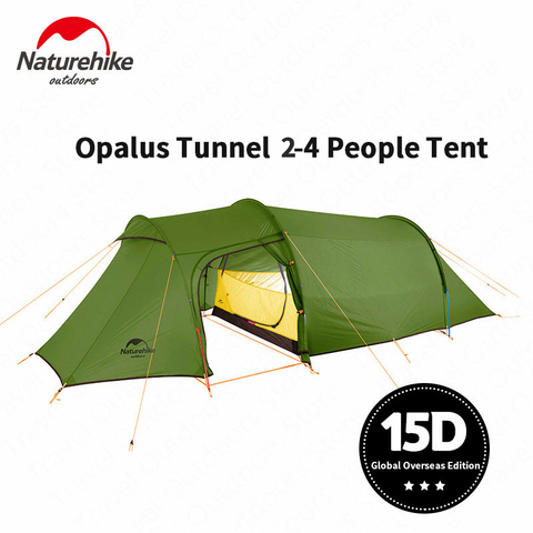 Naturehike-tienda de campaña para 2-4 personas, túnel Opalus, ultraligero, impermeable, tela 15D/20D/210T, tienda de campaña turística con esterilla ► Foto 1/6