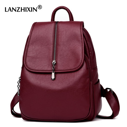 Lanzhixin, mochilas Vintage para mujeres, mochilas de cuero de alta calidad para adolescentes, Sac A Main, bolsas de hombro escolares para chica, 1082 ► Foto 1/6