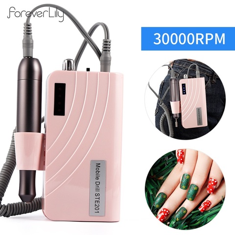 Máquina pulidora de uñas portátil recargable, 24W, 30000RPM, conjunto de herramientas para manicura, brocas ► Foto 1/6