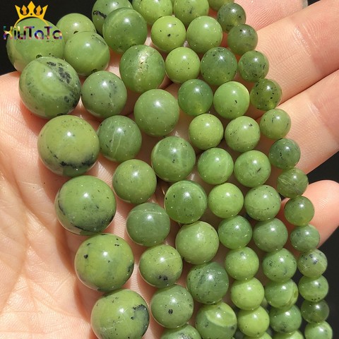 Cuentas de piedra de jade Natural de Canadá, gemas redondas, cuentas espaciadoras sueltas para joyería, bricolaje, fabricación de pulseras, accesorios, 15 pulgadas, 6, 8, 10, 12mm ► Foto 1/6