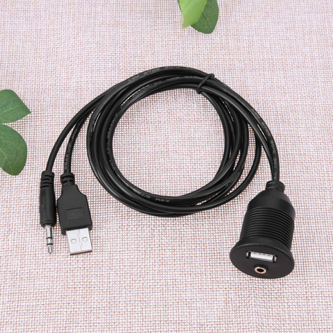 Cable de extensión para salpicadero de coche, Moto, USB 2,0, 3,5mm, M/F AUX ► Foto 1/6