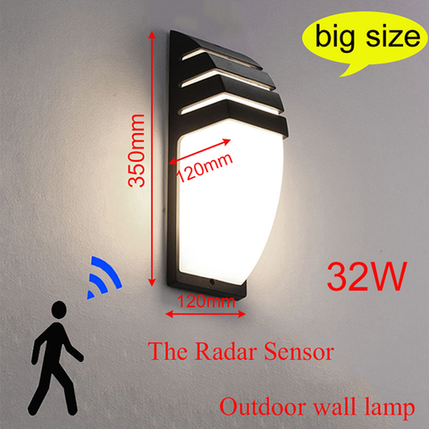 Lámpara de pared led impermeable al aire libre sensor de movimiento de Radar Luz de pórtico de jardín de corte 12W de alto brillo AC85--265V ► Foto 1/6