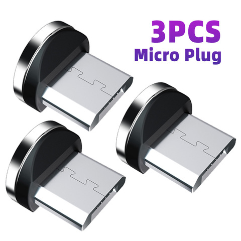 3 uds enchufe magnético 2 pines Cable de carga magnética adaptador Micro USB tipo C imán carga conector polvo enchufes Cable de teléfono Android ► Foto 1/6