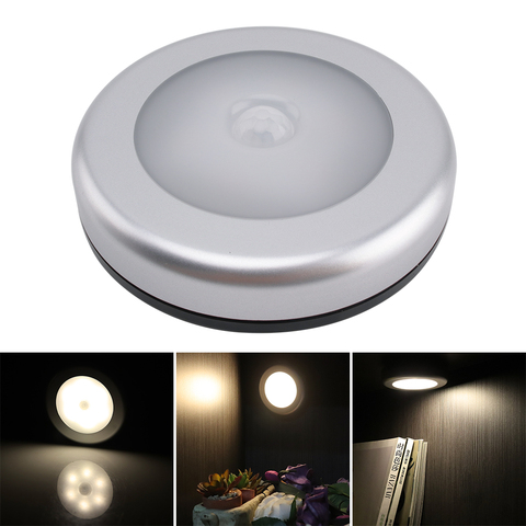 BORUiT-Sensor de movimiento PIR para cocina y dormitorio, lámpara inalámbrica magnética de 6 luz LED para debajo de gabinete con Sensor de movimiento para armario, luz de noche para escalera ► Foto 1/6