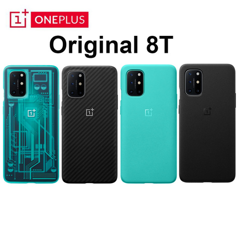 ¡En Stock! Oneplus-funda oficial de fibra de carbono vidrio templado para móvil, carcasa trasera de carbono vítreo, piedra arenisca, parachoques, Original, Oneplus 8T ► Foto 1/6