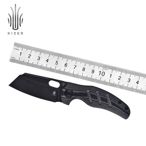 Kizer-cuchillo de hoja plegable V3488C5 C01C Mini, 2022 nuevo, negro, hoja de 154CM y mango de Micarta con botón de pulgar, cuchillo EDC ► Foto 1/6