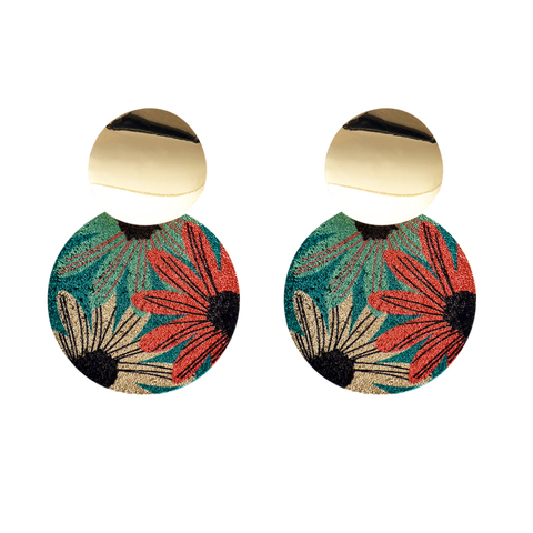 Pendientes Vintage de flores geométricas para mujer, aretes redondos de Clip para mujer, sin joyas de moda para perforar Clips de oreja, venta al por mayor, novedad de primavera 2022 ► Foto 1/6