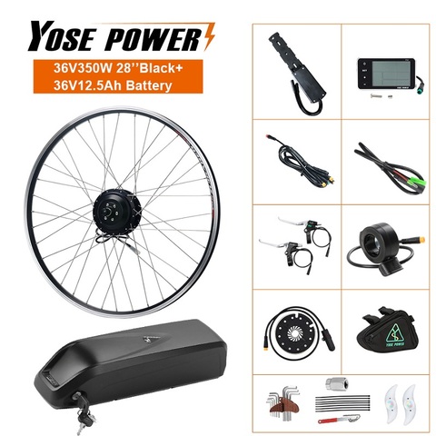 Ebike-Kit de bicicleta eléctrica con batería, 36V, 350W, 28 ''(700C), Motor de cubo de rueda trasera, negro, para Kit de conversión de bicicleta eléctrica ► Foto 1/6