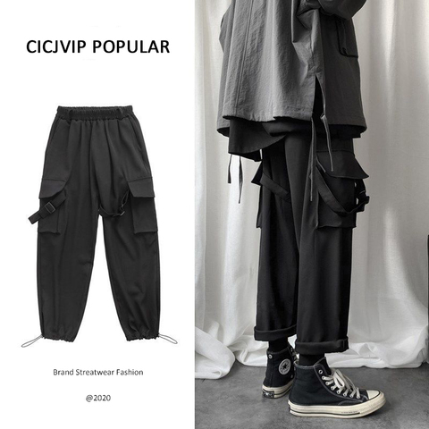 Pantalones Cargo Joggers de Hip Hop para hombre, ropa informal de algodón, holgados, hasta el tobillo, estilo coreano, deporte Popular, negro y gris ► Foto 1/6