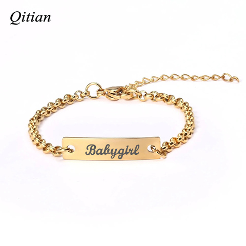 Pulsera personalizada con nombre del bebé, brazalete ajustable de acero inoxidable para bebé Infante niño y niña, regalo de cumpleaños, BFF ► Foto 1/6