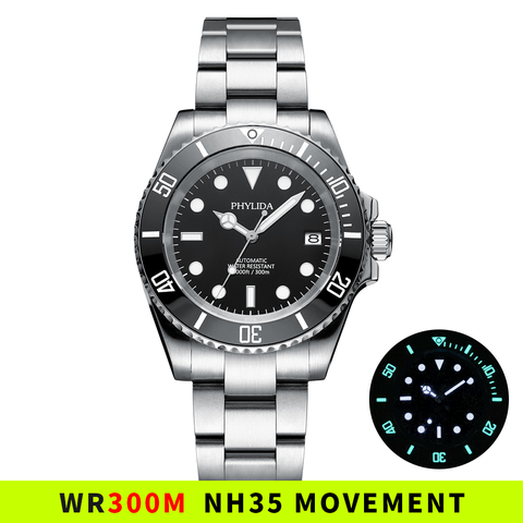 Reloj de buceo negro para hombre, resistente al agua, 300M, 40mm, movimiento nh35, cristal de zafiro ► Foto 1/4