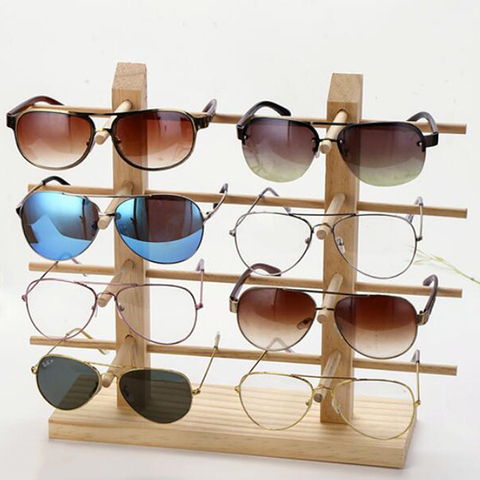 Estantes de muestra de gafas de sol de madera de múltiples capas, puesto expositor, soporte de joyería para múltiples pares, escaparate de gafas para mujer ► Foto 1/6