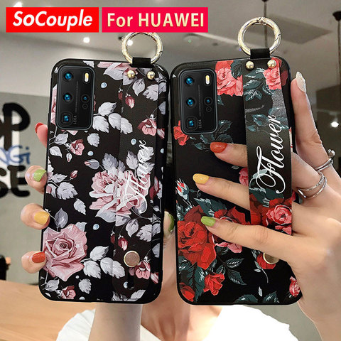 SoCouple muñeca funda con correa para Huawei P20 Lite P30 P40 Pro Lite amigo 20 30 Pro Lite Nove 5t Honor 20 30 Pro teléfono caso ► Foto 1/6