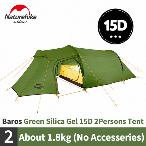 Naturehike-tienda de campaña con forma de túnel para exteriores, tienda de campaña para 2-3 personas, de tela de poliéster de silicona 20D/210T, con huella libre de NH17L001-L ► Foto 1/6