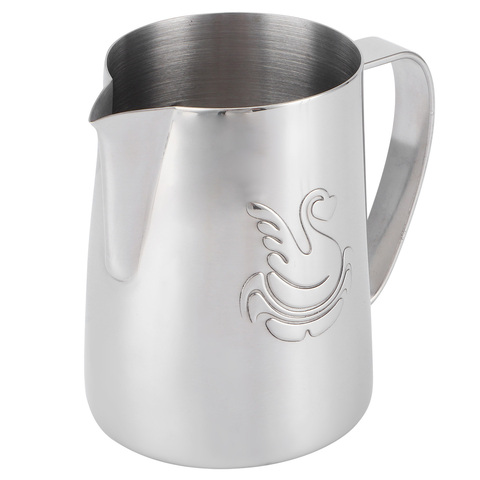 Jarra de café de acero inoxidable para el hogar y la Oficina, vaso de café de 600ml con patrón de cisne Latte, accesorios para Bar, jarra de café plateada y dorada ► Foto 1/6