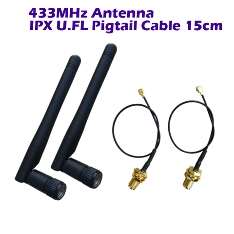 Antena omnidireccional CERXUS Lorawan, 433MHz, para Módulo de radiofrecuencia, Wifi, diente azul, Zigbee ,15cm, IPX, U.FL a SMA, Cable hembra ► Foto 1/6