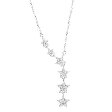 Colgante de Plata de Ley 925 con forma de estrella, joyería de circonia cúbica deslumbrante, para mujeres y niñas, S-N456 ► Foto 1/5