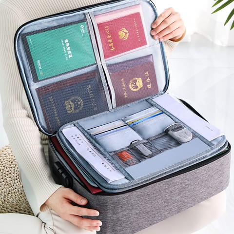 JOYBOS-bolsa grande para documentos, carpeta multifunción creativa para documentos, Tarjeta de pasaporte de viaje, caja de almacenamiento con contraseña para el hogar, 4 capas, JBS23 ► Foto 1/6