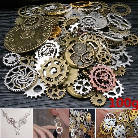 Piezas para reloj de pulsera Steampunk Vintage, 100g, ruedas, accesorios para fabricación de joyas, 12-40mm ► Foto 1/6