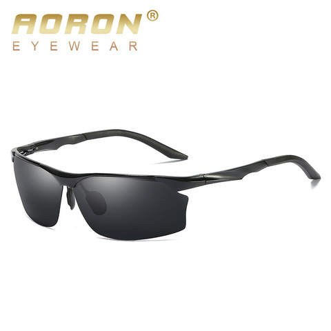 AORON-gafas de sol polarizadas deportivas para hombre, lentes de sol con montura de aluminio para conducción al aire libre, 100% UV400, Anti-UV ► Foto 1/6
