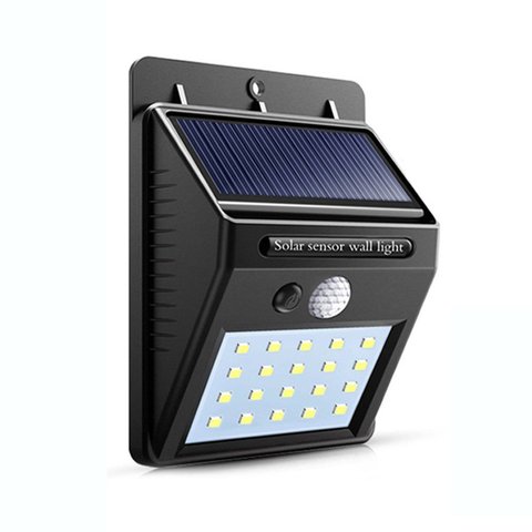 Lámpara Solar de pared para exteriores, 20 LED, resistente al agua, Sensor de movimiento PIR, luz de jardín alimentada por energía Solar, luz de calle ► Foto 1/6