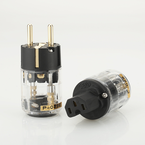 Conector IEC para cable de alimentación de audio, 1 par, chapado en oro, HiFi, P-029E/C-029, estándar europeo ► Foto 1/6