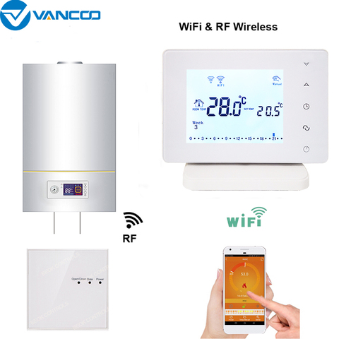 Termostato de calefacción de caldera de Gas Vancoo, Wifi y RF, 220V, 3a, bajo suelo, hogar inteligente, controlador inalámbrico de agua caliente para Google Home Alexa ► Foto 1/6