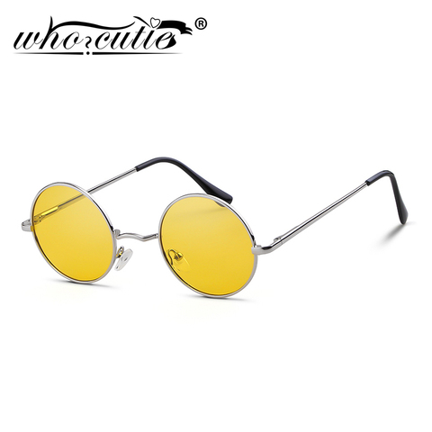 Gafas de sol redondas para hombre y mujer, lentes de sol polarizadas UV400 de alta calidad, diseño de marca Vintage, con marco de círculo Retro, color amarillo, 801B ► Foto 1/6