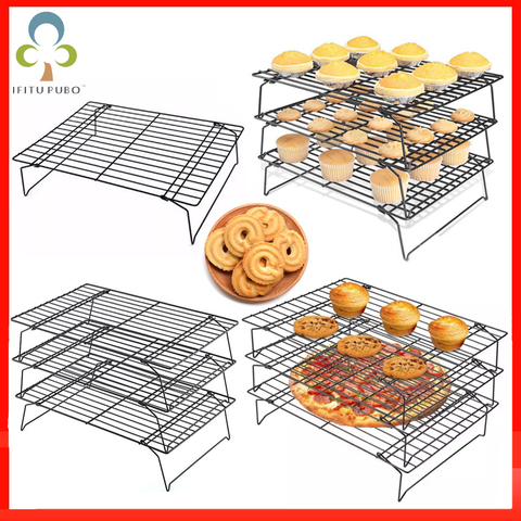 Soporte para enfriar pasteles, estante de Metal para galletas, pan y galletas, esterilla de red, bandeja de utensilios de cocina, accesorios ZXH, apilable, 1-3 capas ► Foto 1/6