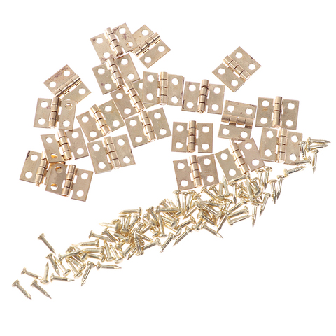 20 unids/lote de Mini bisagras de armario de 8mm x 10mm, accesorios para muebles, bisagras de puerta pequeñas decorativas para joyero, herrajes para muebles ► Foto 1/6