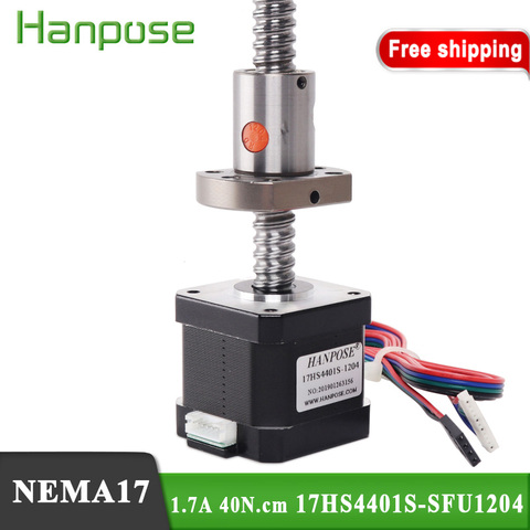 Nema17-Motor paso a paso 1,7a 4-lead 100 200mm Nema 17, motor 42BYGH 17HS4401S-SFU1204, tornillo de bola, motor para accesorios de impresora 3D ► Foto 1/6