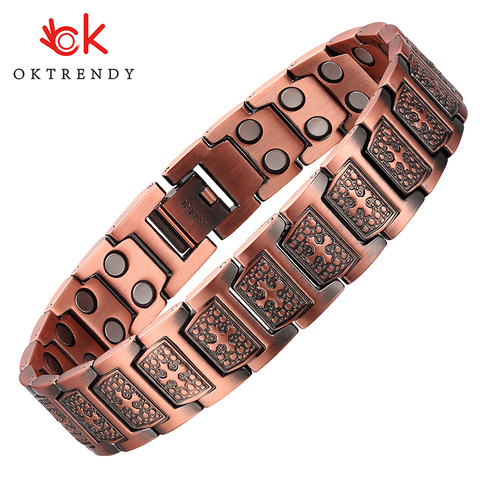 OKtrendy-brazalete con imanes de cobre para hombre, pulsera con Cruz magnética curativa de Metal, pulsera de joyería ► Foto 1/6