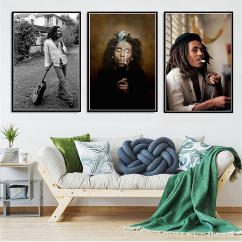 Póster rasgado de cantante estrella de Bob Marley, Póster Artístico de pared e impresiones, pintura en lienzo para decoración del hogar de habitación ► Foto 1/6