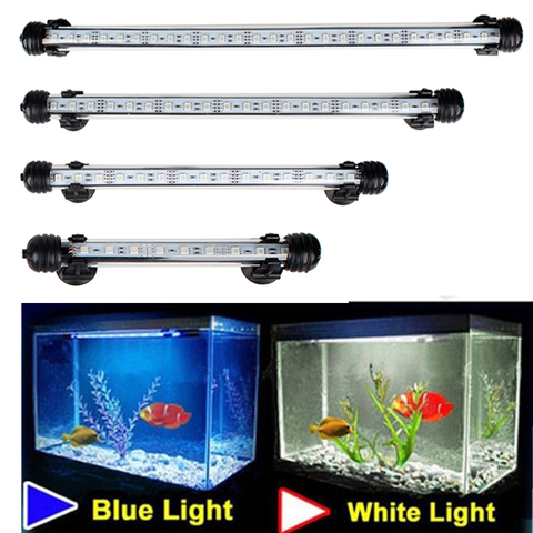 Luces LED para acuario a prueba de agua, barra de luz azul/blanco para acuario, 19/29/39/49CM, sumergible, lámpara subacuática con Clip, decoración acuática, EU ► Foto 1/6