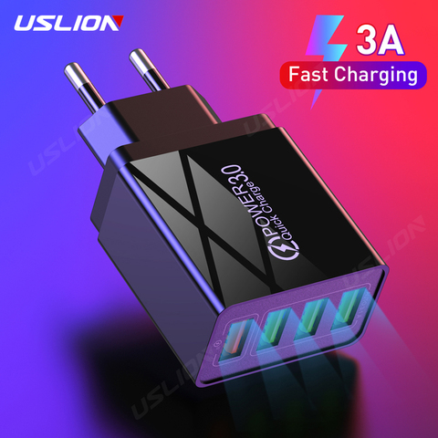 USLION-cargador USB 3.1A DE CARGA RÁPIDA, 3,0, 48W, adaptador de pared para iPhone, Samsung, Mi 9 Xiaomi, enchufe para UE, Reino Unido ► Foto 1/6