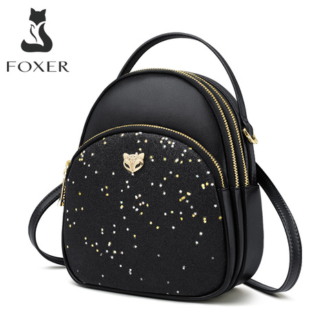 FOXER-Mini Mochila De piel dividida con varias capas para mujer, bolso de hombro, bolso de moda, regalo de San Valentín ► Foto 1/6