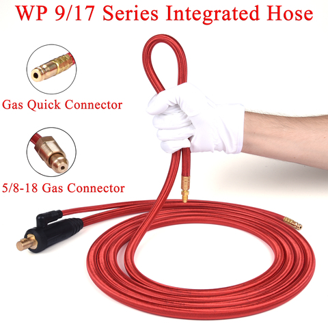 WP9 WP17 soplete de soldadura TIG-Cables de manguera de goma integrada, conector rápido 5/8 M 35-50 Euro, 3,8 pies ► Foto 1/6